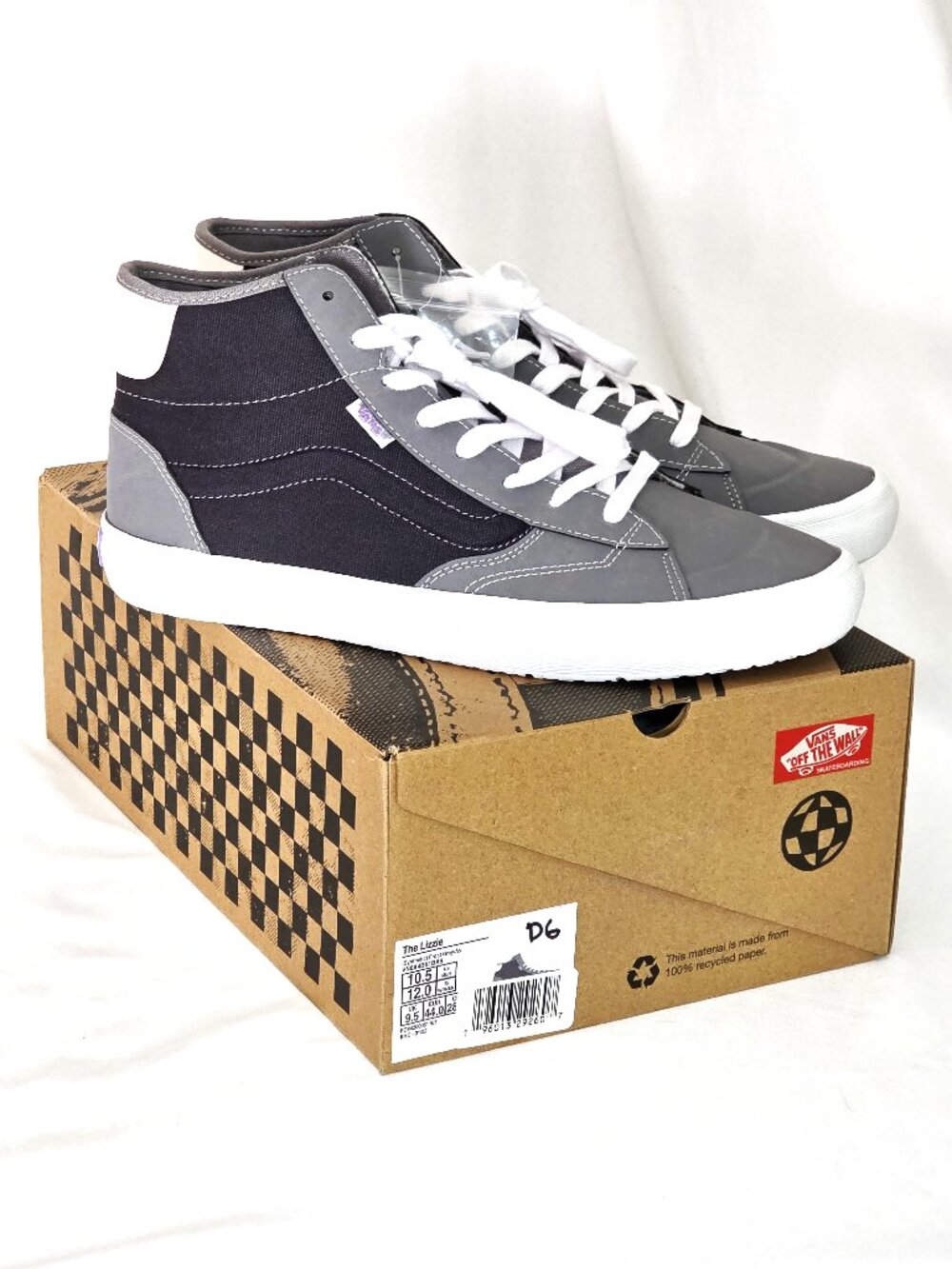 Vans gray & black The Lizzie high top synthetic skateboard sneakers